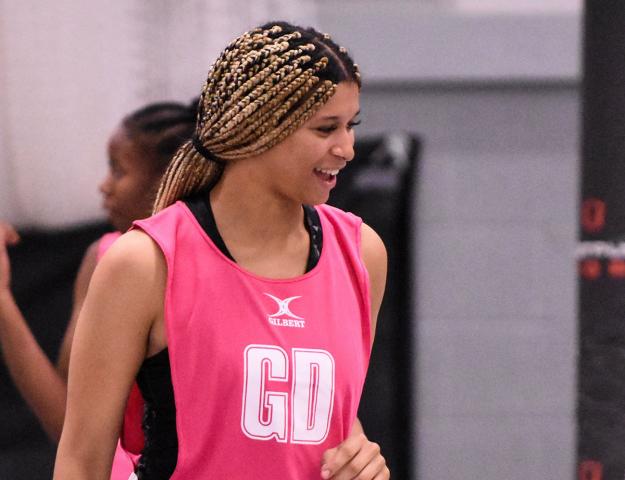 Jayda in netball shirt