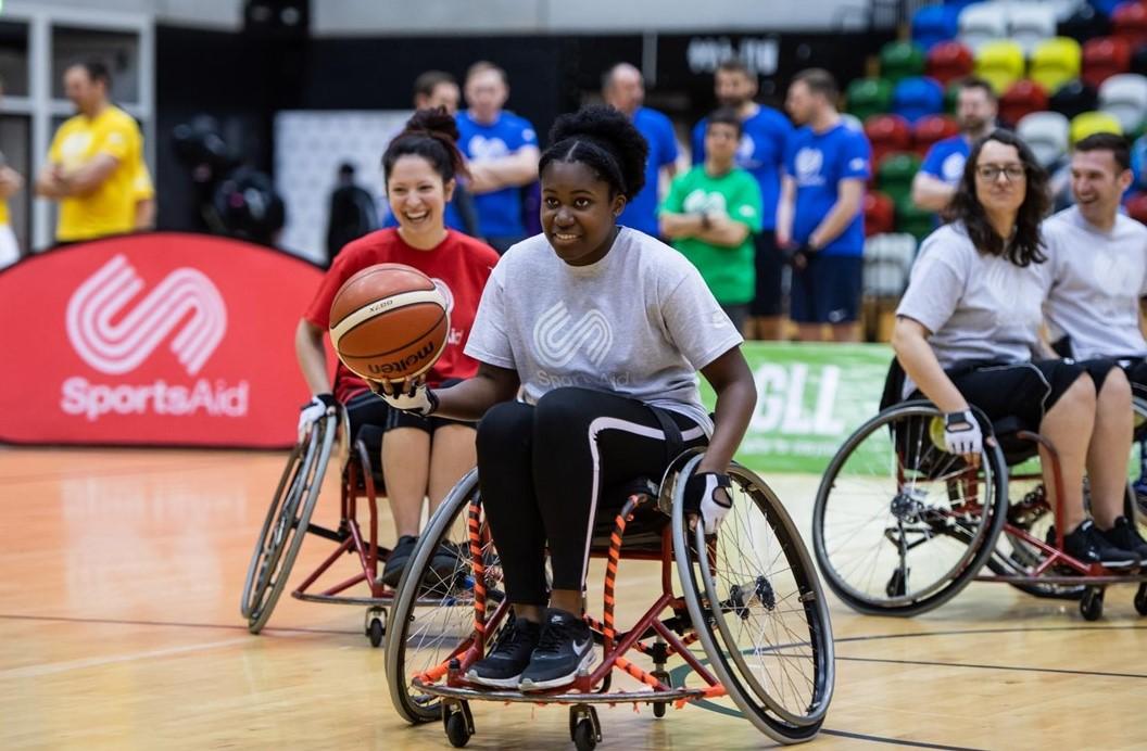 Ladies playing Wheel basketball