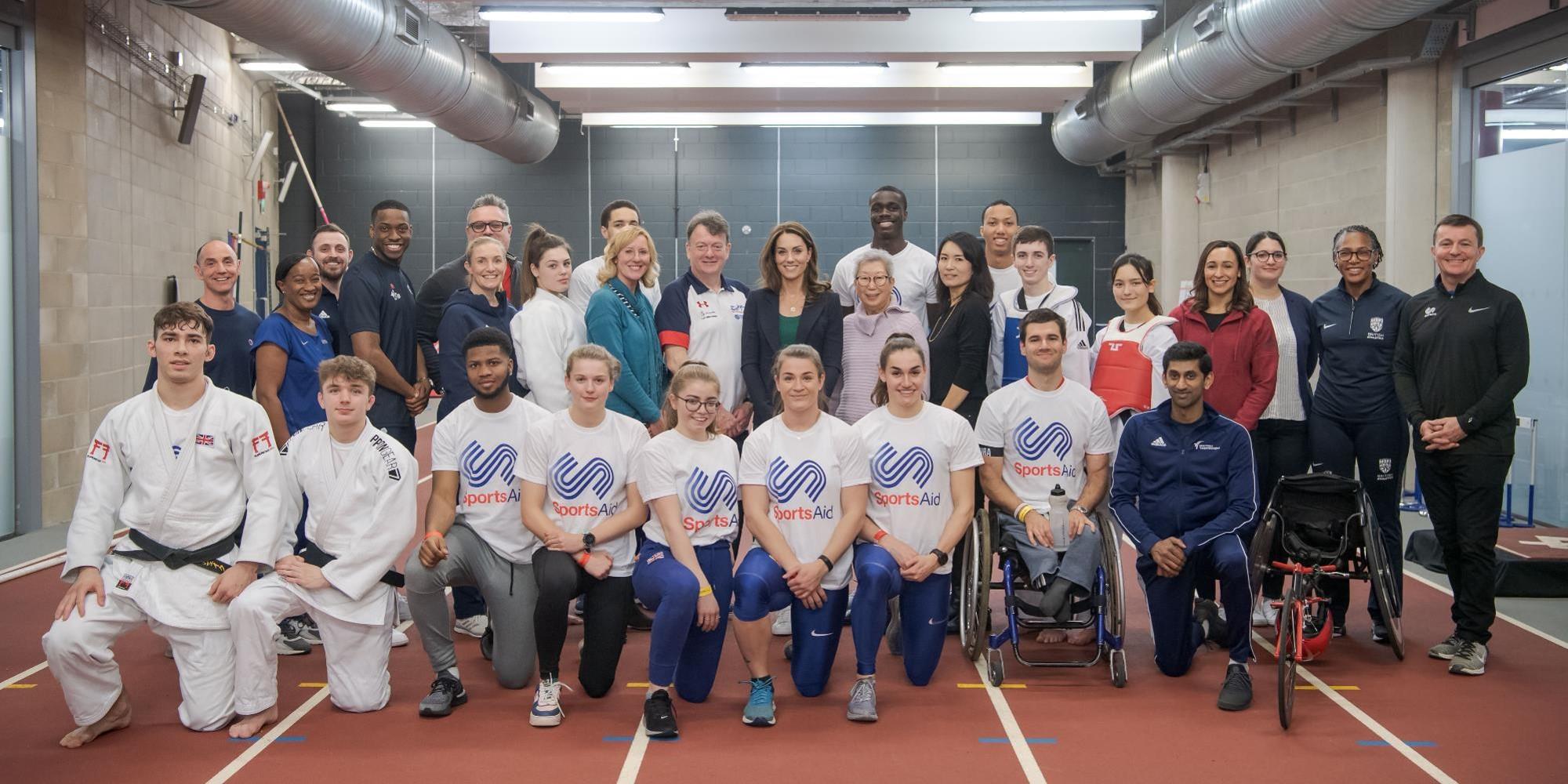 Group of Athletes with SportsAid CEO and HRH