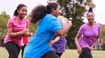 Young female athletes practising